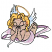 C1: Wings & Banner---White(Isacord 40 #1002)&#13;&#10;C2: Wing Shading---Oxford(Isacord 40 #1222)&#13;&#10;C3: Banner Shading---Frosted Plum(Isacord 40 #1080)&#13;&#10;C4: Body---Toffee(Isacord 40 #1126)&#13;&#10;C5: Hair---Candlelight(Isacord 40 #1137)&#