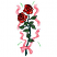 C1: Ribbons---Azalea Pink(Isacord 40 #1224)&#13;&#10;C2: Shading---Garden Rose(Isacord 40 #1109)&#13;&#10;C3: Leaves---Lime(Isacord 40 #1176)&#13;&#10;C4: Stems---Evergreen(Isacord 40 #1208)&#13;&#10;C5: Roses---Geranium(Isacord 40 #1039)&#13;&#10;C6: Shi