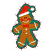 C1: Background---Swiss Ivy(Isacord 40 #1079)&#13;&#10;C2: Gingerbread---Autumn Leaf(Isacord 40 #1126)&#13;&#10;C3: Hat & Bow Tie---Poppy(Isacord 40 #1037)&#13;&#10;C4: Icing---Eggshell(Isacord 40 #1071)&#13;&#10;C5: Outline & Stitches---Winterberry(Isacor