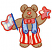 C1: Stars, Pant Stripes, Patches, & Nose Highlights---Muslin(Isacord 40 #1082)&#13;&#10;C2: Bear---Fawn(Isacord 40 #1128)&#13;&#10;C3: Suspenders & Patches---Oxford(Isacord 40 #1222)&#13;&#10;C4: Star, Patches, & Bowtie---Heather Pink(Isacord 40 #1117)&#1