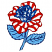 C1: Rose---Colonial Blue(Isacord 40 #1253)&#13;&#10;C2: Stem, Leaves, & Middle of Rose---Crystal Blue(Isacord 40 #1249)&#13;&#10;C3: Stars & Stripes on Petals---White(Isacord 40 #1002)&#13;&#10;C4: Stripes on Petals---Poinsettia(Isacord 40 #1147)&#13;&#10
