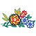 C1: Right Flowers---White(Isacord 40 #1002)
C2: Upper Leaves---Goldenrod(Isacord 40 #1137)
C3: Large Flower Center & Tulip---Twine(Isacord 40 #1017)
C4: Large Flower Petals ---Citrus(Isacord 40 #1187)
C5: Upper Leaves O