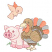 C1: Grass---Bright Mint(Isacord 40 #1510)&#13;&#10;C2: Pig Nose, Feet & Ears---Pink Tulip(Isacord 40 #1115)&#13;&#10;C3: Pig---Blush(Isacord 40 #1113)&#13;&#10;C4: Bird & Turkey Feet & Beaks---Vanilla(Isacord 40 #1022)&#13;&#10;C5: Turkey Tail Feathers &