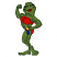 C1: Frog---Lima Bean(Isacord 40 #1177)&#13;&#10;C2: Frog Shading---Green Dust(Isacord 40 #1174)&#13;&#10;C3: Lips & Swimsuit---Poinsettia(Isacord 40 #1147)&#13;&#10;C4: Ribbon---Blue(Isacord 40 #1076)&#13;&#10;C5: Ribbon Outline---Dark Indigo(Isacord 40 #