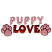 C1: "Puppy"---Heather Pink(Isacord 40 #1117)&#13;&#10;C2: "Love"---Poinsettia(Isacord 40 #1147)&#13;&#10;C3: Paw Prints---Pink Tulip(Isacord 40 #1115)&#13;&#10;C4: Paw Print Outlines---Poinsettia(Isacord 40 #1147)