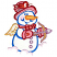 C1: Snowman & Reflection---White(Isacord 40 #1002)&#13;&#10;C2: Wings, Arrows & Buttons---Eggshell(Isacord 40 #1071)&#13;&#10;C3: Hat & Cheeks---Aura(Isacord 40 #1111)&#13;&#10;C4: Hat Band---Violet(Isacord 40 #1031)&#13;&#10;C5: Hat, Gloves & Scarf---Aza