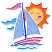 C1: Sun---Buttercup(Isacord 40 #1135)&#13;&#10;C2: Sun Rays---Papaya(Isacord 40 #1024)&#13;&#10;C3: Sail---Ice Cap(Isacord 40 #1074)&#13;&#10;C4: Mast---Cadet Blue(Isacord 40 #1226)&#13;&#10;C5: Boat & Banner---Hyacinth(Isacord 40 #1117)&#13;&#10;C6: Wate