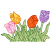 C1: Leaves---Jalapeno(Isacord 40 #1104)&#13;&#10;C2: Leaf Shading---Bright Mint(Isacord 40 #1510)&#13;&#10;C3: Leaf Outlines---Ming(Isacord 40 #1049)&#13;&#10;C4: Right Tulip---Lavender(Isacord 40 #1193)&#13;&#10;C5: Right Tulip Shading---Wild Iris(Isacor