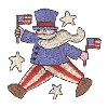 UNCLE SAM WITH TWO FLAGS