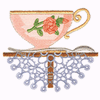 FLORAL CUP, DOILY & SPOON
