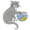 CAT WITH FISH BOWL