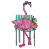 FLAMINGO SITTING IN CHAIR