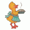 DUCK CARRING A PIE