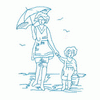 WOMAN AND CHILD ON THE BEACH