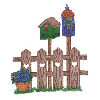 FENCE W/BIRD HOUSES AND FLOWERS