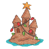 SAND CASTLE WITH CHRISTMAS LIGHTS