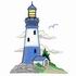Blue & White Lighthouse
